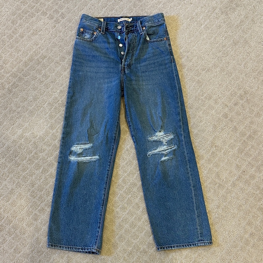 Levi's High Rise Blue Jeans Ribcage Straight 26